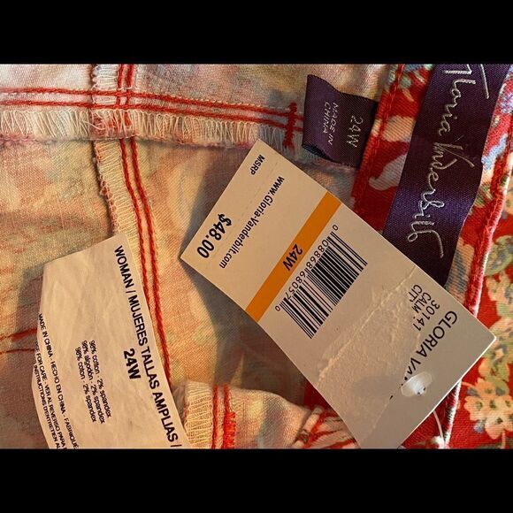 GLORIA VANDERBILT WOMENS City Shorts Color: Calm Coral - Milonga Paisleys - Picture 9 of 10